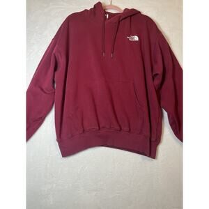 The North Face Hoodie Mens Large Maroon Pullover Logo Fleece Sweatshirt Outdoor